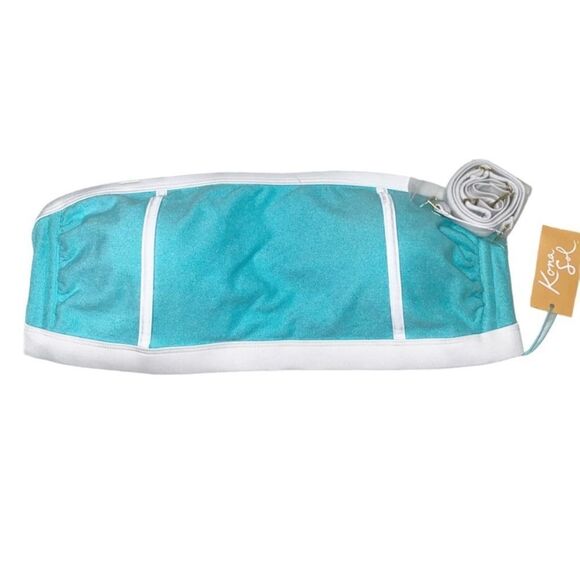 Kona Sol Terry cloth Bandeau Turquoise Blue Biquíni two Piece Size M NWT - Picture 9 of 12